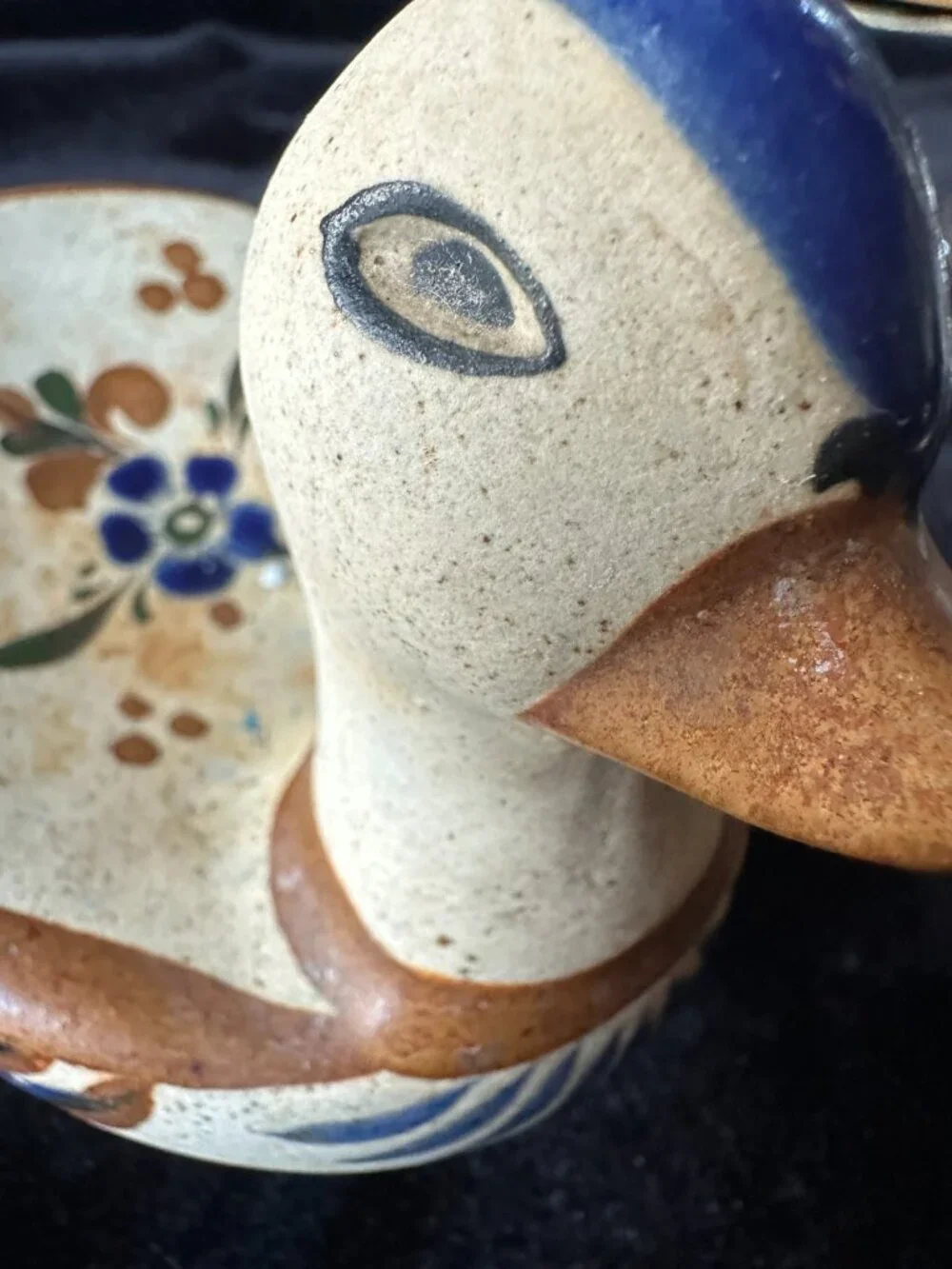 Vintage Mexican Signed Tonala Mexican Pottery Bird Duck Handpainted Folk Art